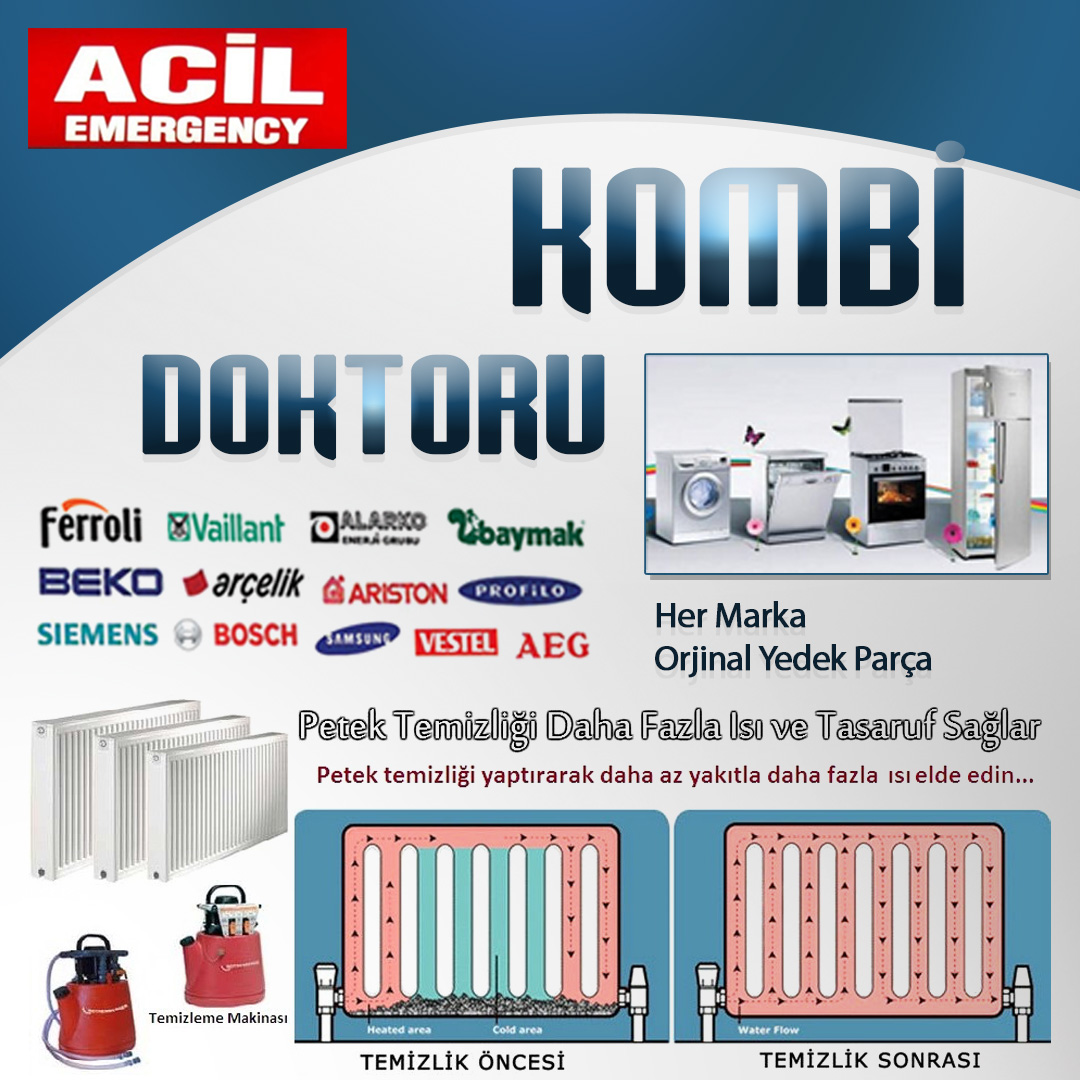ACİL TEKNİK SERVİS, Isıtma Soğutma, Beyaz Eşya, Kombi, Merkez Servisi, kombı tamırcısı,