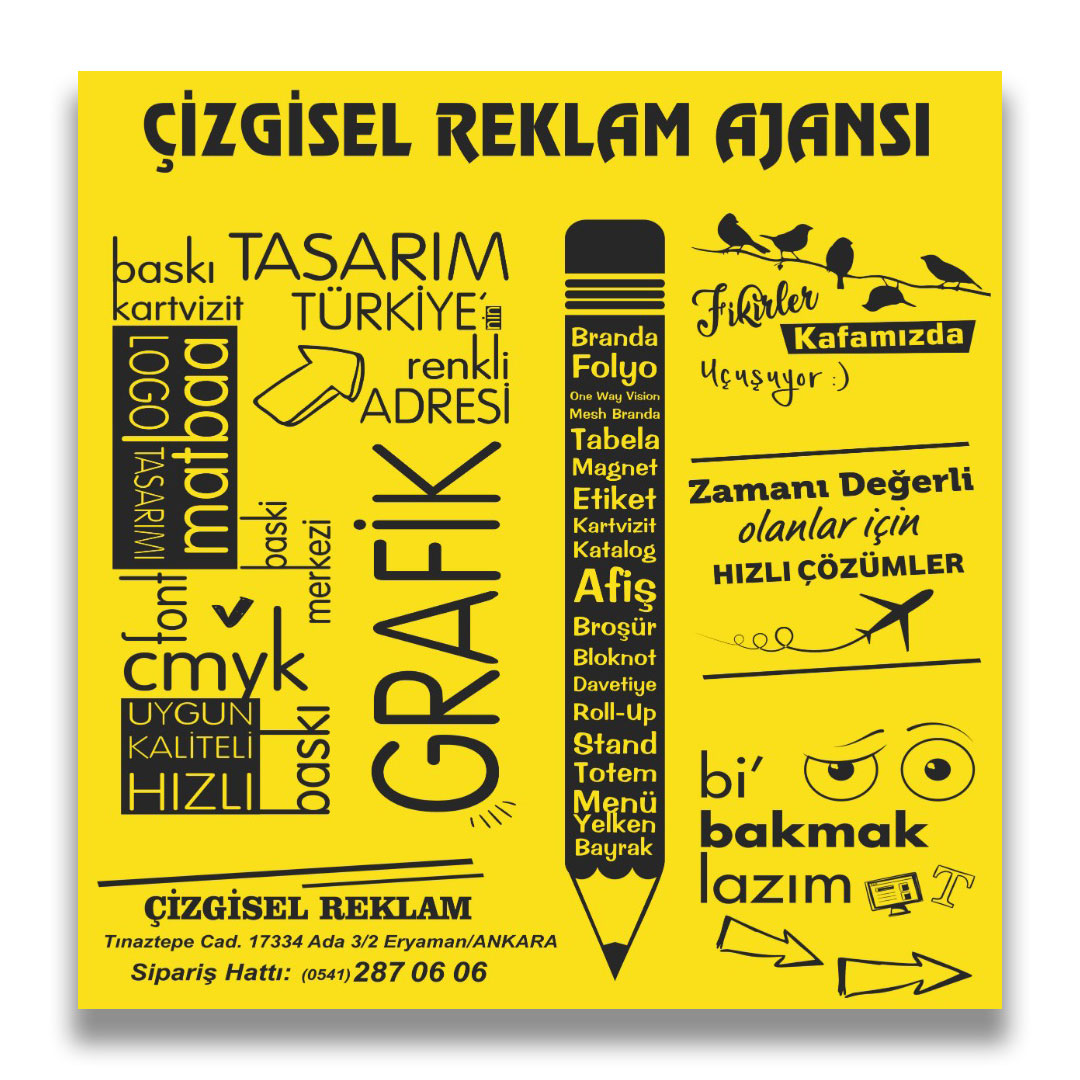 ÇİZGİSEL REKLAM AJANSI, tasarım, baskı, grafik, matbaa, ERYAMAN,