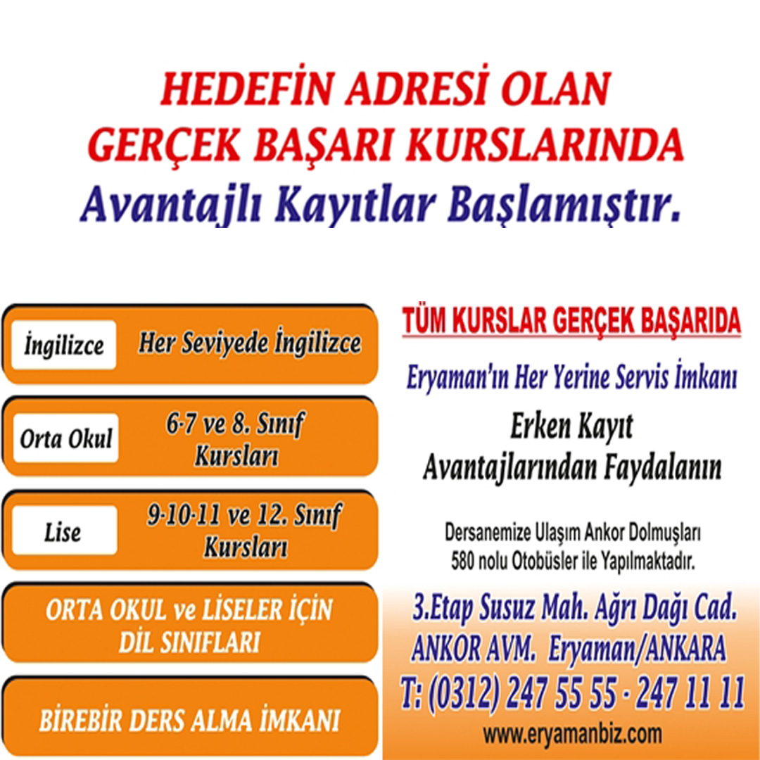 GERÇEK BAŞARI kursları, eryaman